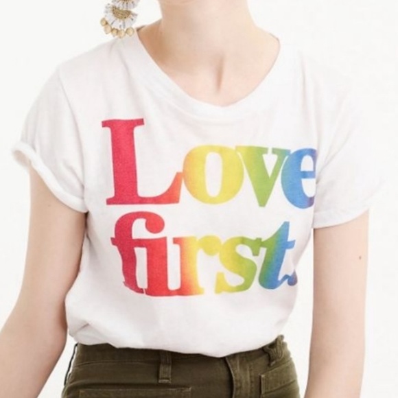 J. Crew Tops - J. Crew x Human Rights Campaign white Love First tee size XL